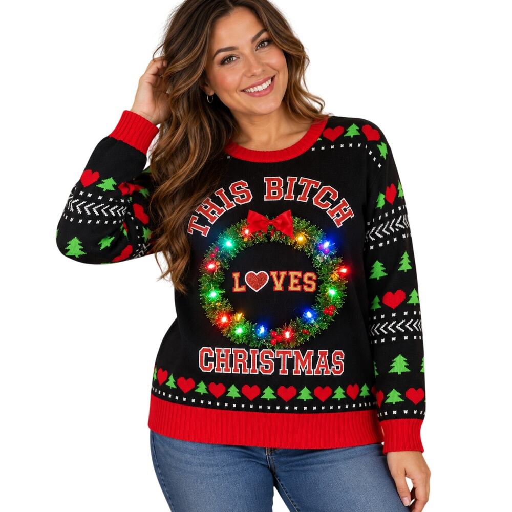 Spencer’s Workshop Light Up Ugly Christmas Sweater XXL NWT